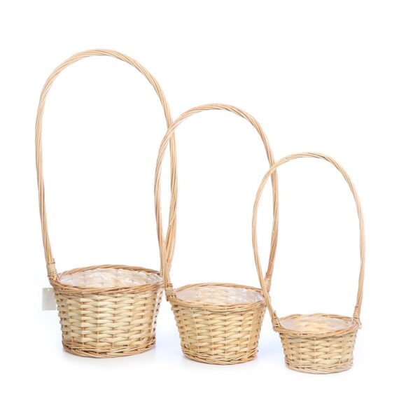 SET 3 CESTAS REDONDAS CON ASA, PLASTICO INTERIOR - Imagen 2