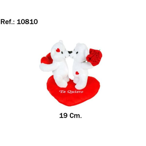 PAREJA OSITOS FLOR Y CORAZON 19CM - Imagen 1