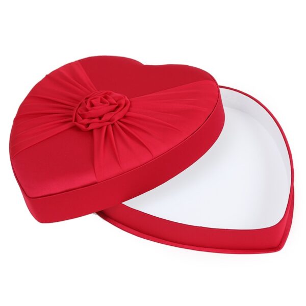 CAJA CORAZON TELA RASO ROJO 33CM - Imagen 1