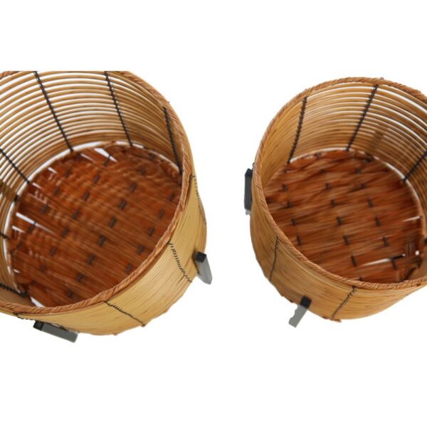 SET 3 MACETEROS RATTAN Y PIE METALICO 34CM - Imagen 3