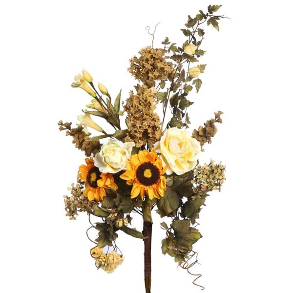 RAMO DE ROSAS Y GIRASOL OTOÑAL 60CM - Imagen 1