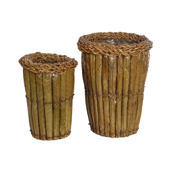 CONJUNTO DOS MACETEROS HOJAS PALMERA 28CM - Imagen 1