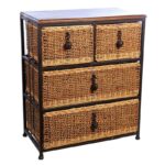 MUEBLE CAJONES ACERO Y MIMBRE 62CM