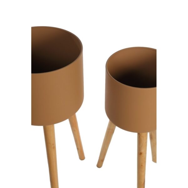 SET 2 MACETEROS MADERA Y ZINC 66CM - Imagen 3