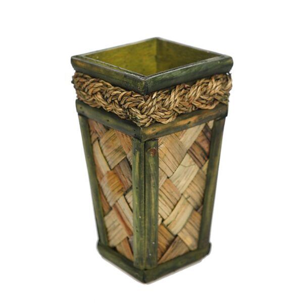 49389_0 MACETERO TRENZA CUADRADO MADERA 20CM - Imagen 1