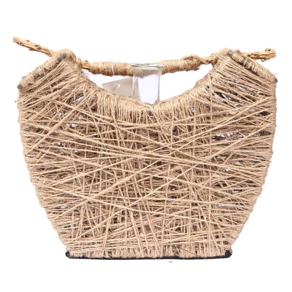 JARRON JUTE CON CRISTAL ALT 19CM 24CMX9CM - Imagen 1