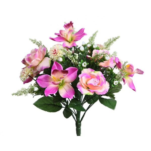 RAMO ROSAS Y ORQUIDEAS ARTIFICIAL 40 CM - Imagen 1
