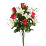 RAMO ROSAS Y LILIUMS ARTIFICIAL  52CM - Imagen 2