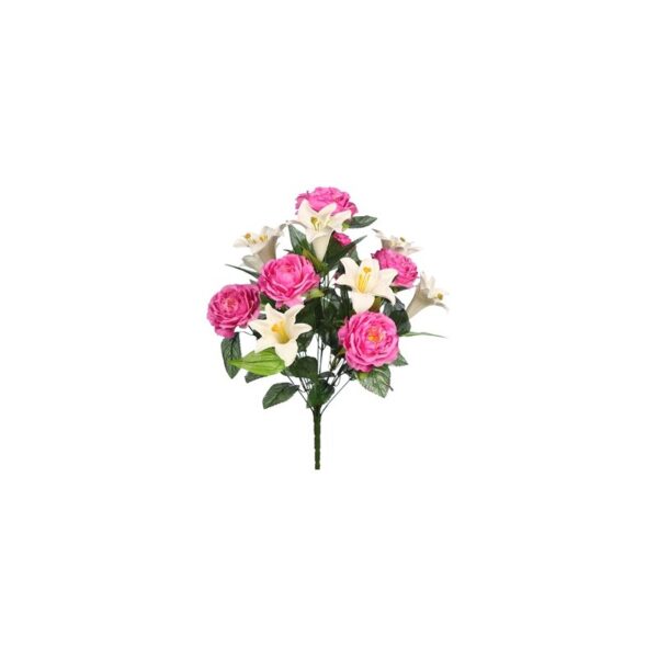 AD03453_0 RAMO ROSAS Y LILYS ARTIFICIAL X 14 45CM - Imagen 1