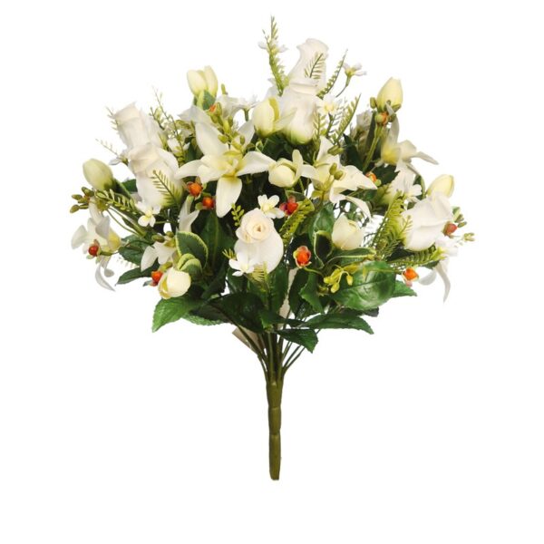 RAMO DE ROSAS Y ORQUIDEAS ARTIFICIAL 38CM - Imagen 1