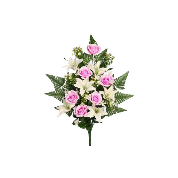 AD0727_0 RAMO DE UNA CARA ROSAS Y LILYS ARTIFICIAL 60CM - Imagen 1