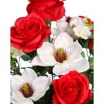 RAMO DE MAGNOLIAS Y ROSAS ARTIFICIAL 60CM - Imagen 4