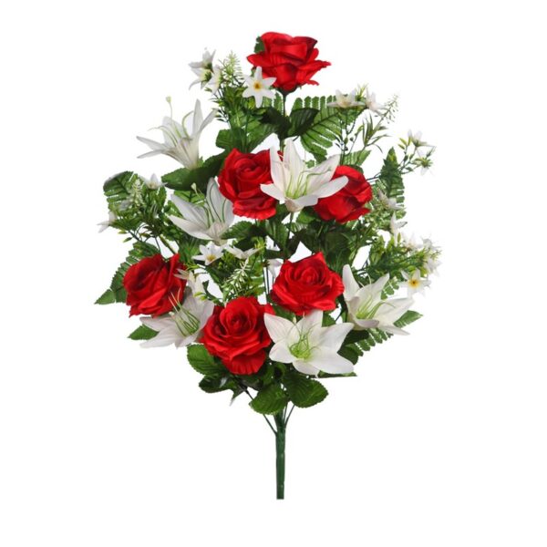 BOUQUET ROSAS Y LILYS ARTIFICIAL 62CM - Imagen 3