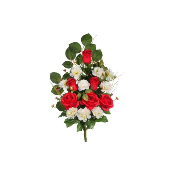 RAMO ROSAS Y CLAVELES ARTIFICIAL 52CM - Imagen 1