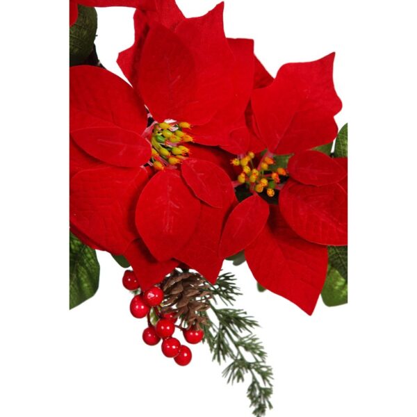 CORONA POINSETTIA BERRY Y PIÑAS Ø 45CM - Imagen 2
