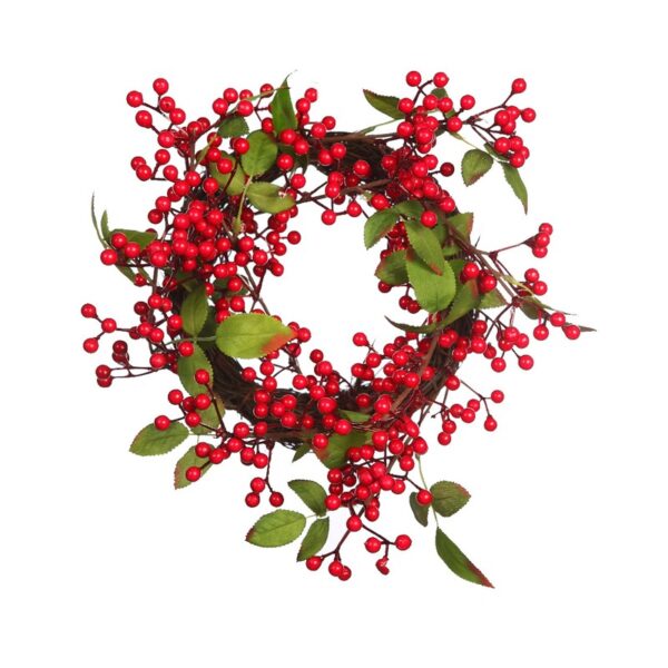 CORONA HOJAS Y BERRIES ARTIFICIAL Ø 28CM - Imagen 1