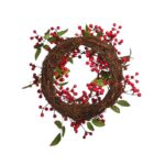 CORONA HOJAS Y BERRIES ARTIFICIAL Ø 28CM - Imagen 3