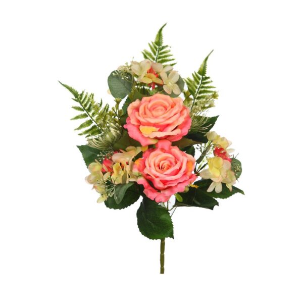 RAMO ROSAS Y HELECHO ARTIFICIAL 46CM - Imagen 1