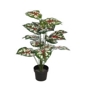 PLANTA CALADIUM ROJO EN MACETA ARTIFICIAL 65CM