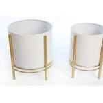 SET 3 MACETEROS CON PIE METALICO 30CM - Imagen 5