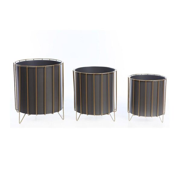 G118-16624_0 SET 3 MACETEROS PIE DORADO 33CM - Imagen 1