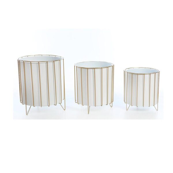 SET 3 MACETEROS PIE METAL DORADO 33CM - Imagen 1