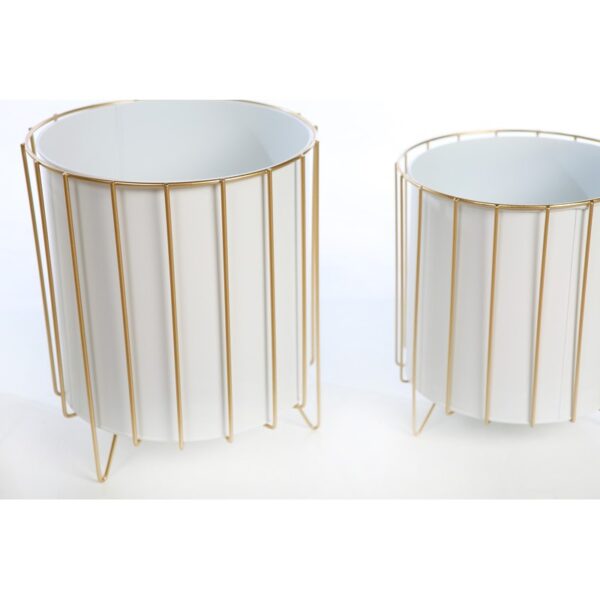 SET 3 MACETEROS PIE METAL DORADO 33CM - Imagen 2