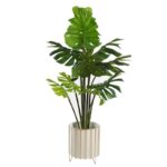 SET 3 MACETEROS PIE METAL DORADO 33CM - Imagen 3