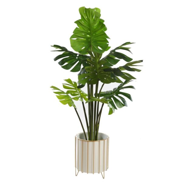 SET 3 MACETEROS PIE METAL DORADO 33CM - Imagen 3