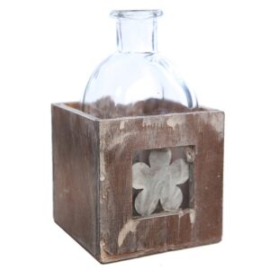 CAJA MADERA BOTE CRISTAL 14CM