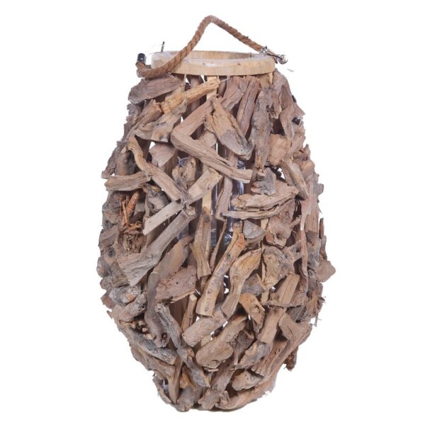 Y0544_0 FAROL PARA VELA CORTEZAS MADERA 53CM - Imagen 1