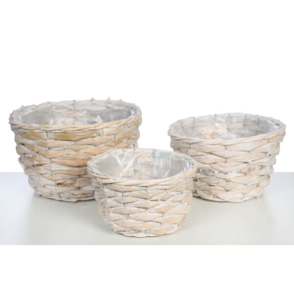 SET 3 CUBRE MACETAS MIMBRE CLASSIC 19CM - Imagen 1