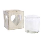 CAJA BLANCA MADERA CRISTAL 15CM
