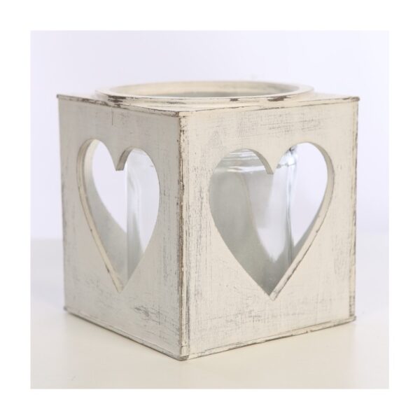 CAJA BLANCA MADERA CRISTAL 15CM - Imagen 2