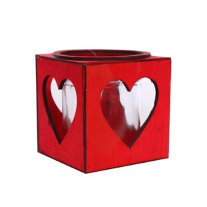 CAJA ROJA MADERA CRISTAL 15CM