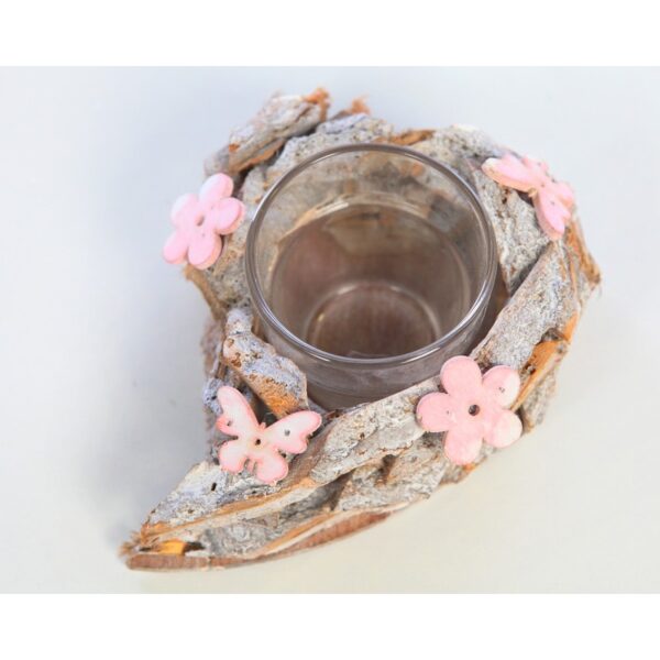 PORTAVELAS CORTEZA Y CRISTAL 9CM - Imagen 2